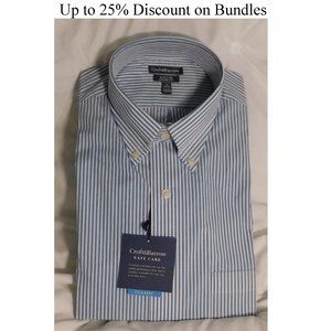 Men's Blue/White Stripe Dress Shirt, Size 16 34/35  (Kohl's Croft&Barrow)